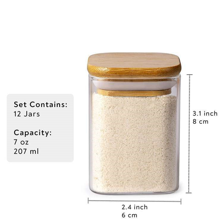 Glass Spice Jar Set Bamboo Lid